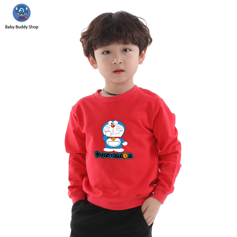 Áo Thun Tay Dài In Hình Doraemon Dễ Thương 10 Màu Lựa Chọn Cho Bé