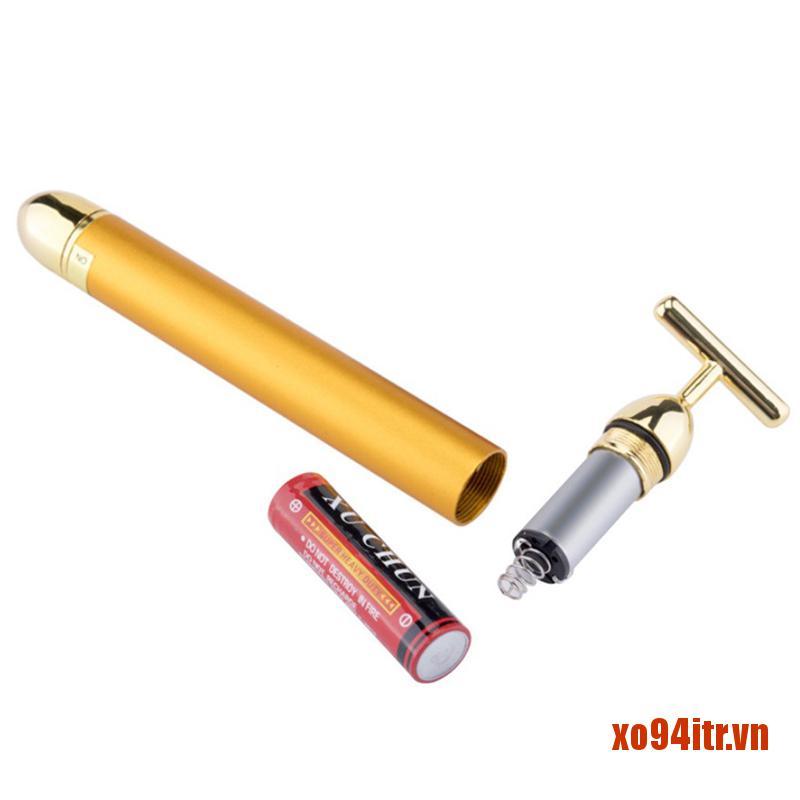 XOITR  Gold Roller Vibrating Facial Massager Slimming Facial Skin Beauty Bar Pulse