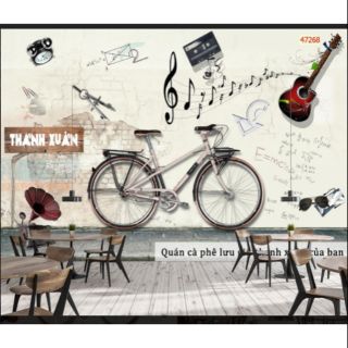 Tranh dán quán cafe trà sữa trà chanh 3D KT 120x80cm