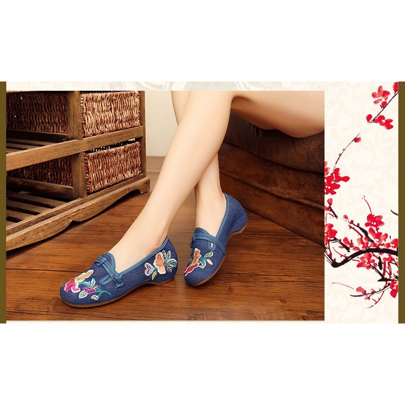 Giày búp bê thêu hoa phong cách Trung Hoa thanh lịch cho nữ | BigBuy360 - bigbuy360.vn