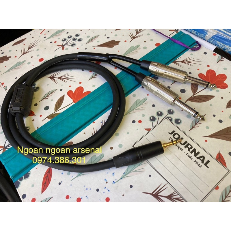 dây 3.5mm ra 2 đầu 6 ly(6.35mm)mono hàng chất lượng