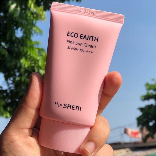 Kem Chống Nắng The SAEM Eco Earth Power Pink Sun Cream SPF50+ PA++++ 50ml Chính Hãng The Seam Hàn Quốc mẫu mới