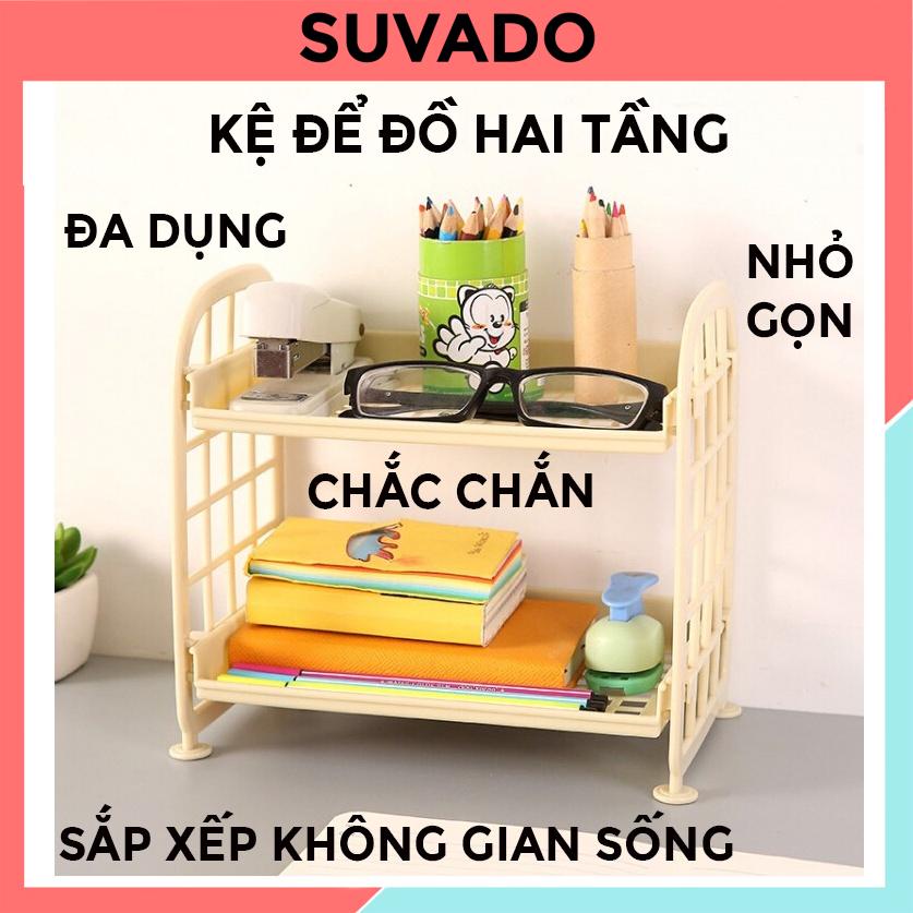 Kệ đựng đồ Mini 2 Tầng Để Bàn, Để Đồ Dùng Học Tập,  Mỹ Phẩm , Đồ Trang Điểm, gia vị, đồ dùng văn phòng E050 SUVADO