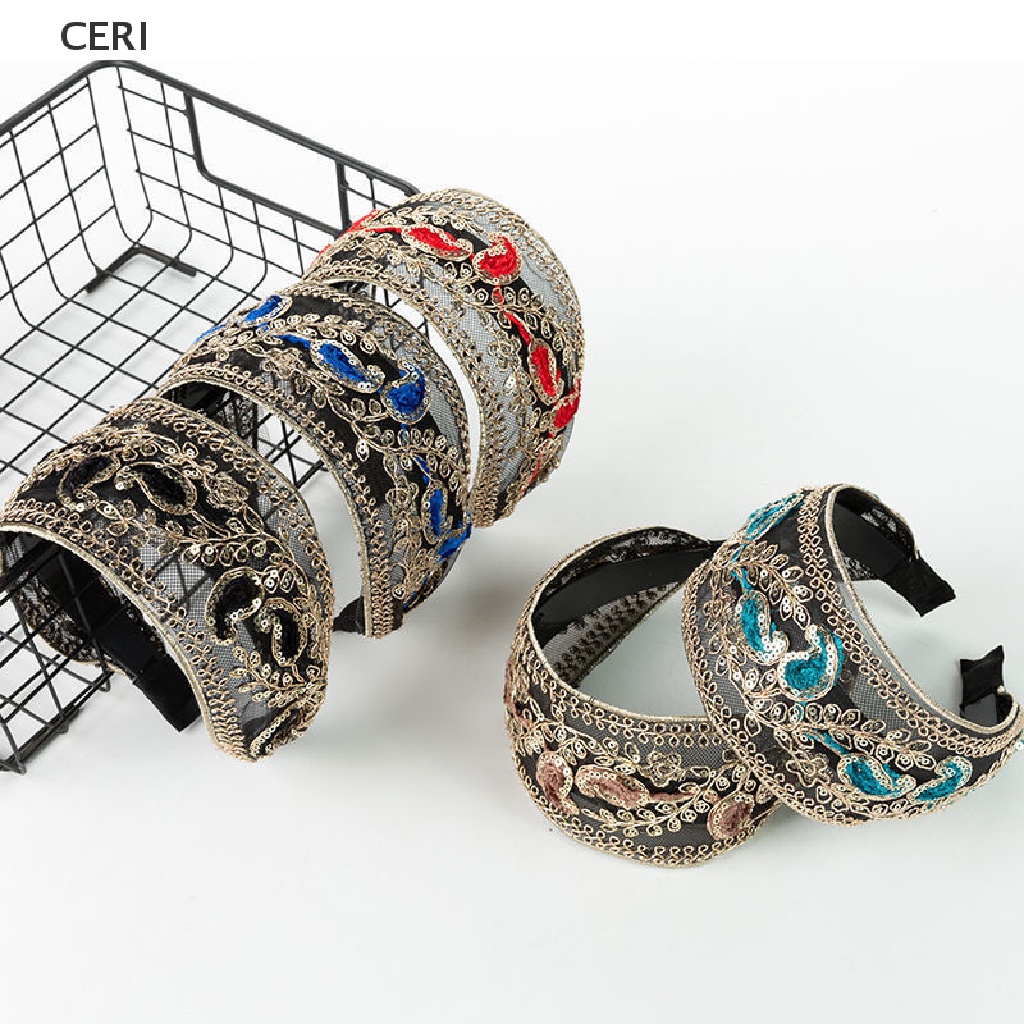 1 Băng Đô Cài Tóc Đính Hoa Ren Bản Rộng Thời Trang Cho Nữ