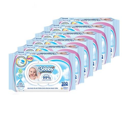 [Thái Bình] Combo 6 gói khăn ướt Bobby 100 tờ