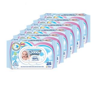 Combo 6 gói khăn ướt Bobby 100 tờ