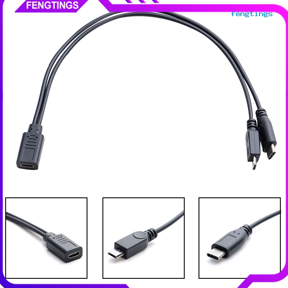 Dây Cáp Chuyển Đổi Từ Type-C Sang Cổng Type-C/Micro 5P Female Sang 2 Đầu Dương