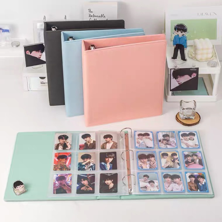 Sổ Binder A4 Còng D Bìa Da PU Nhũ Sưu Tầm Photocard Idol (SẴN)