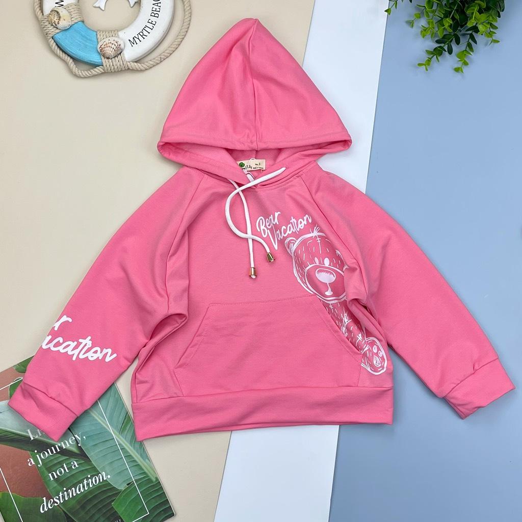 Áo nỉ hoodie in gấu LITIBABY 9/14T