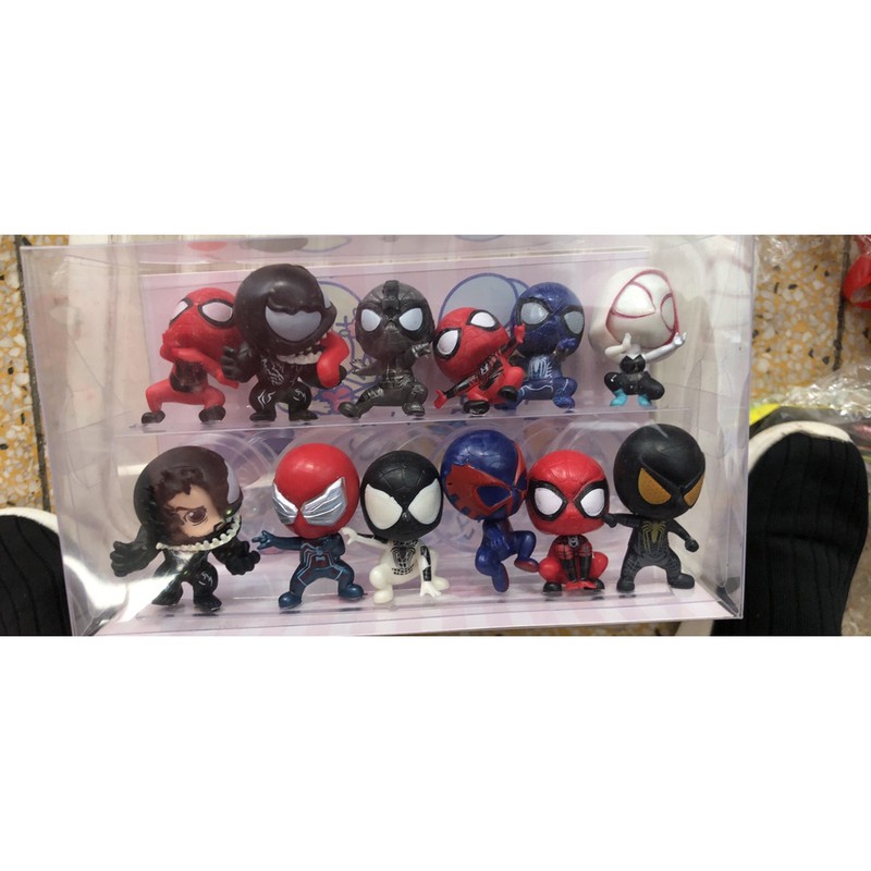 Set 12  mô hình siêu nhân Nhện - Spider Man - Kiểu chibi Cute 5cm