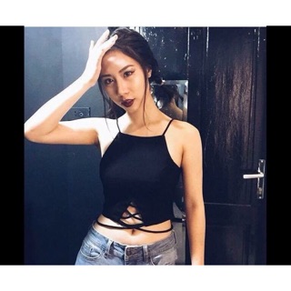 [SIÊU KINH ĐIỂN] Áo Croptop yếm sát nách đan dây eo cột nơ - By SGGz