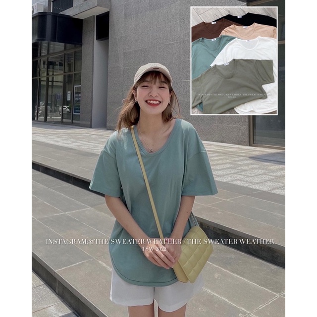 (Ảnh thật) Áo phông giấy cổ tròn vạt bầu basic the.sweaterweather TSW