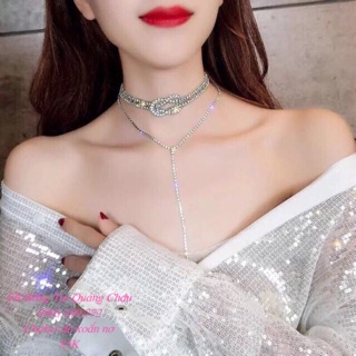 Combo dây choker đá và bông tai cho khách