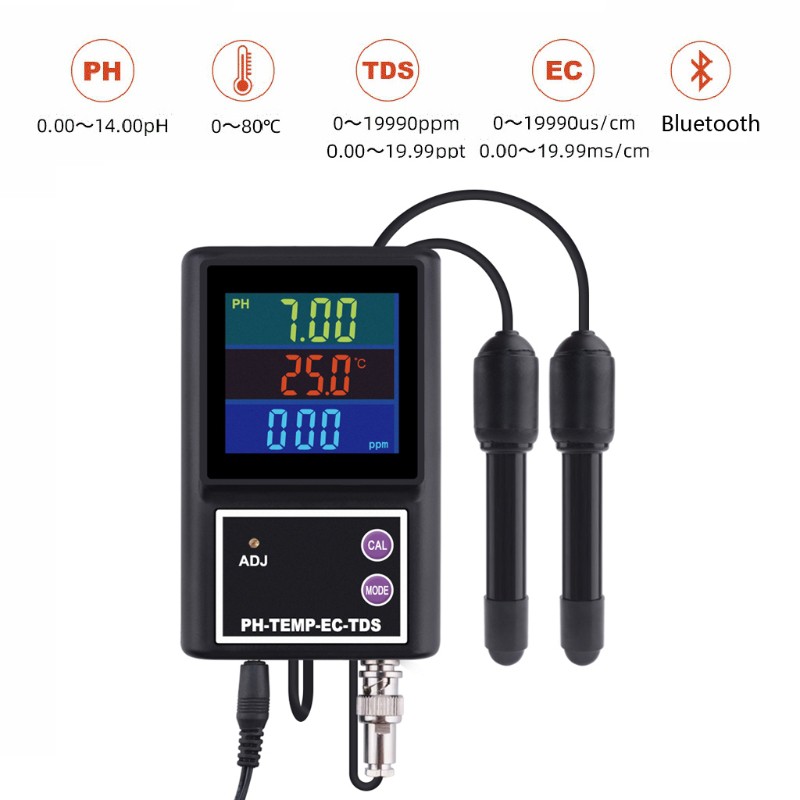 LIDU PH‑260BD Water Quality Monitor Bluetooth LCD Online PH/TDS/EC/Temperature Meter