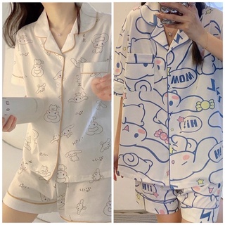 Bộ pyjamas ngắn màu trắng hình thỏ dễ thương - wow