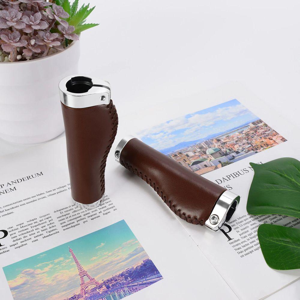 Vỏ Bọc Tay Lái Xe Đạp Leo Núi Bằng Da Nhân Tạo Màu Nâu Thoải Mái