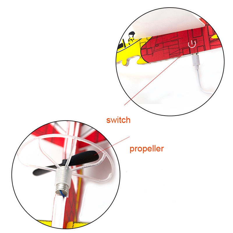 Mô Hình Máy Bay Xốp Ném Tay Có Đèn Sạc USB