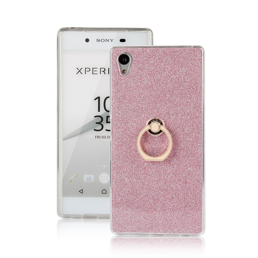 Ốp điện thoại kim tuyến có giá đỡ dạng nhẫn đeo tay cho Sony Xperia Z5