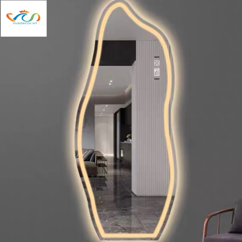 Gương toàn thân hình hạt đậu decor VUADECOR led cảm ứng 80x180cm