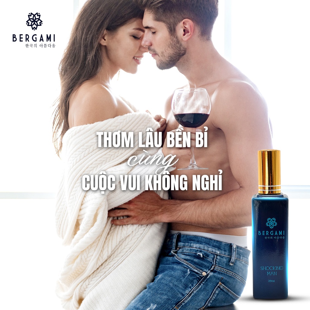 Nước Hoa Nam Thơm Lâu Bergami Shocking Man, Nước Hoa Chính Hãng Mùi Hương Nam Tính Mạnh Mẽ, Lưu Hương 6H 35ml/chai