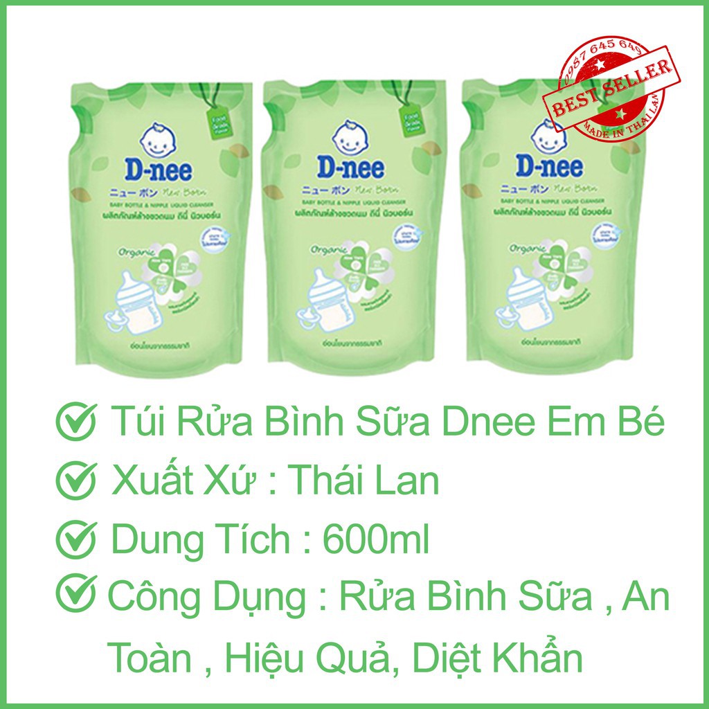 Nước rửa bình sữa / rưa chén bát và rau quả Dnee 600ml Thái Lan