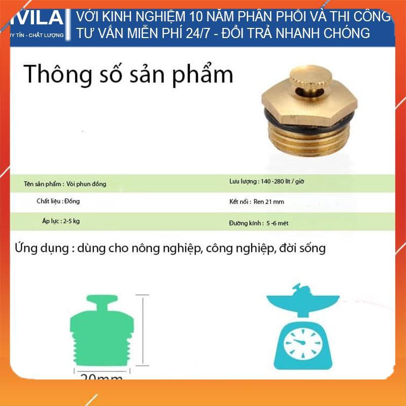 Béc phun sương bằng đồng nguyên chất hình cánh quạt ( ren ngoài 21mm) bán kính lên tới 6-8 mét  206789