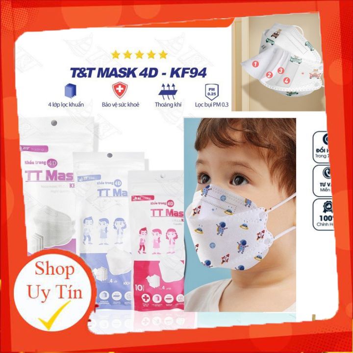 Khẩu trang 4D cho Bé KF94 ( đảm bảo chất lượng hàng đầu Việt Nam)