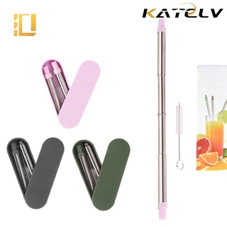 KATELV Ống hút Katelv thép không gỉ 304 có thể thu gọn tái sử dụng tiện lợi kèm hộp nhựa