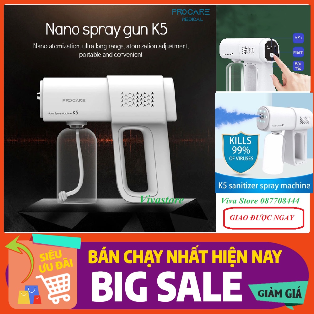 Súng phun khử khuẩn, Máy xịt khử khuẩn cầm tay nano tia UV bảo vệ sức khỏe gia đình K5 K6  Chính Hãng