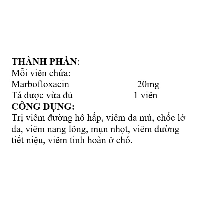 Hanvet Marbo cure chốc lở da trên chó, mèo 1 viên