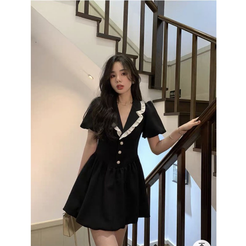 Váy Nữ Hàng Quảng Châu Cổ Đức Viền Bèo Trắng Dáng Xòe M622- Lolla_Fashion