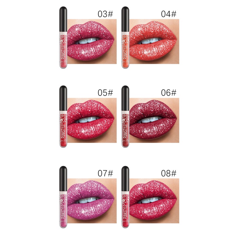 Son Môi Dạng Lỏng 12 Màu Ánh Kim Cương Ngọc Trai Lấp Lánh Lâu Trôi Chống Thấm Nước Không Dính Ly