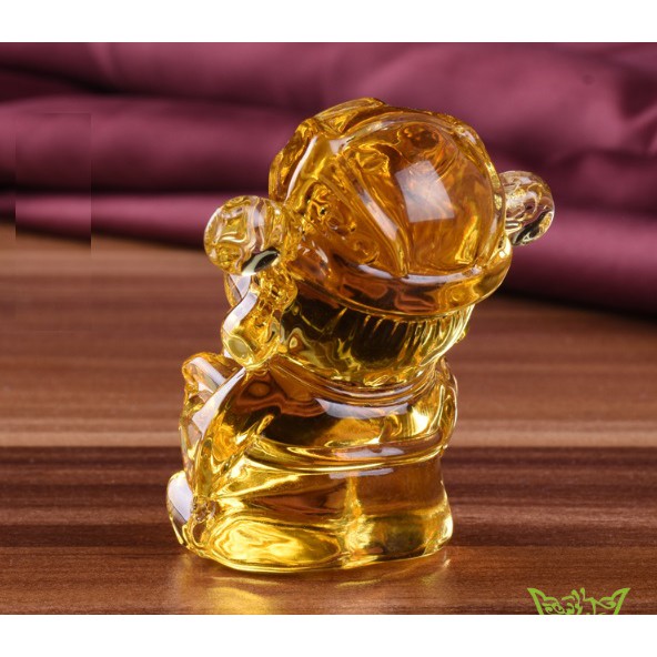 Thần tài pha lê lưu ly phong thủy cao 6cm, biểu tượng của may mắn & tài lộc cho gia chủ