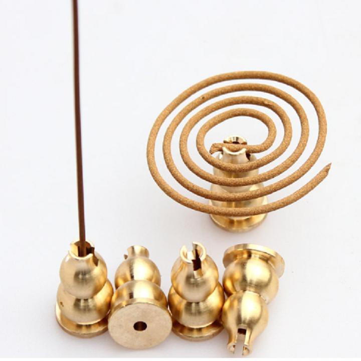 Chân cắm hương, đế đốt nhang hợp kim đồng hình hoa sen phụ kiện thác khói xông trầm