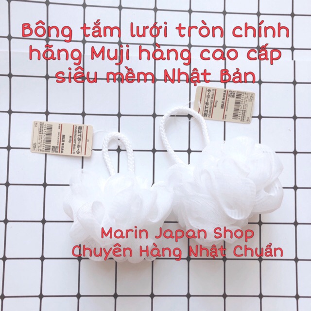 (Hàng Nhật) Bông tắm lưới tạo bọt tròn mềm mịn hàng chính hãng Muji Nhật Bản