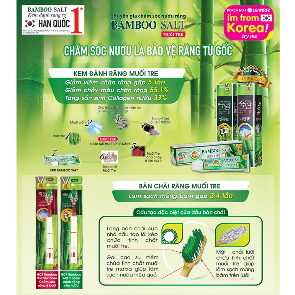 Bàn chải đánh răng muối tre Bamboo Salt In Mom - Chăm sóc nướu