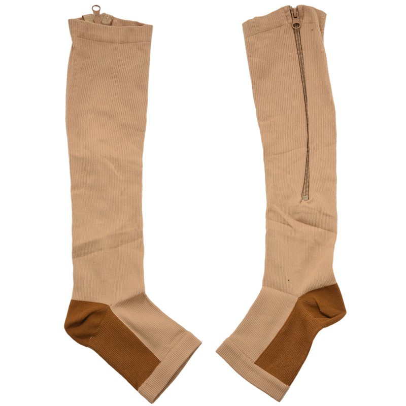 [Hàng mới về] Vớ nén hỗ trợ chống giãn tĩnh mạch có khóa kéo ghép nối màu sắc size L/XL