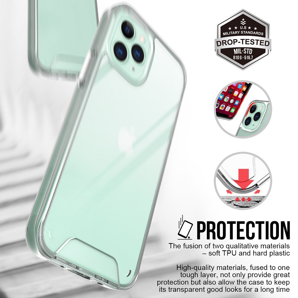 Ốp Điện Thoại Nhựa Acrylic Trong Suốt Siêu Mỏng Kiểu Áo Giáp Quân Đội Cho Iphone 11 Pro Max