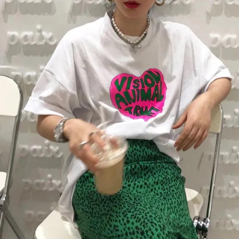 Áo thun HIIXIIVI 100% cotton tay ngắn cổ tròn phong cách Hàn Quốc thời trang mùa hè 2022 cho nữ