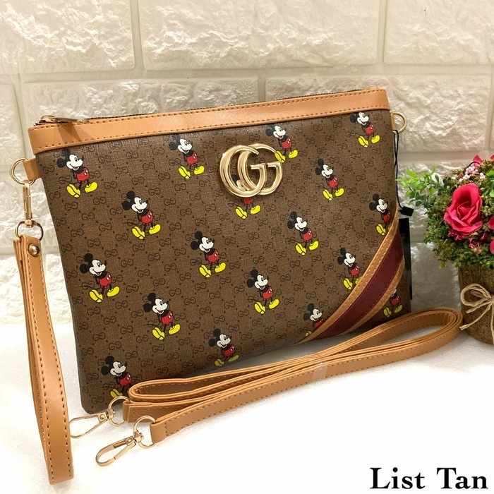 Ví Gucci Cầm Tay Họa Tiết Chuột Mickey Đáng Yêu