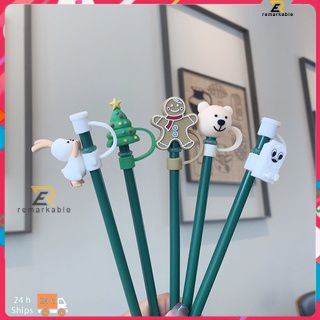 Sẵn Sàng Cổ Có Thể Tái Sử Dụng Hoạt Hình Dễ Thương Chống Bụi Silicon Ống Hút