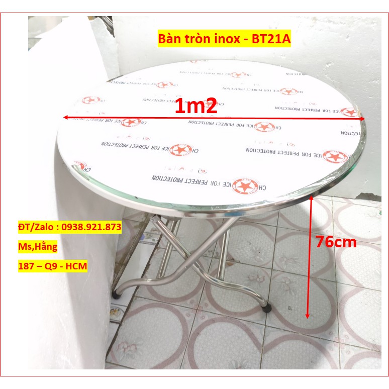 Bàn tròn inox đường kính 1m2 - BT21A