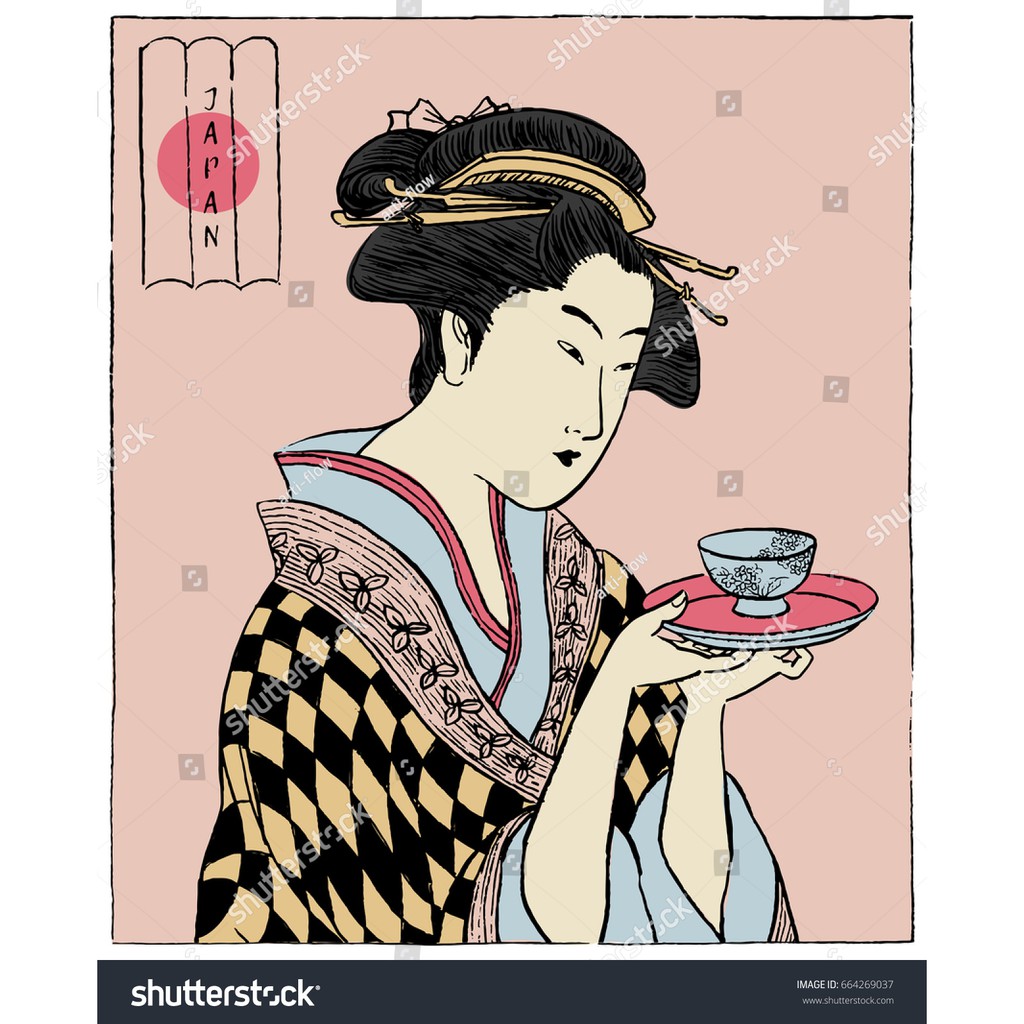 Tranh lụa 3d Quán ăn Phòng trà phong cách Nhật Bản QAPTNB-02