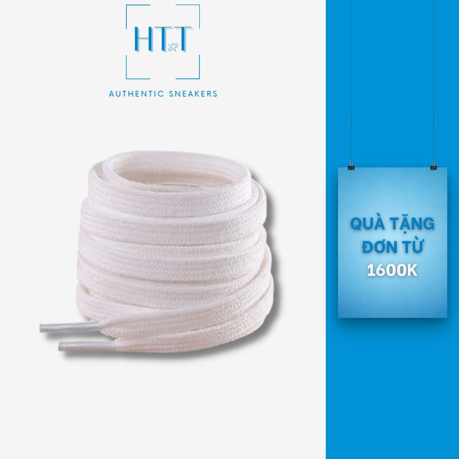Dây giày thể thao sneaker bản dẹt màu trắng không xù HTT Sneakers Authentic