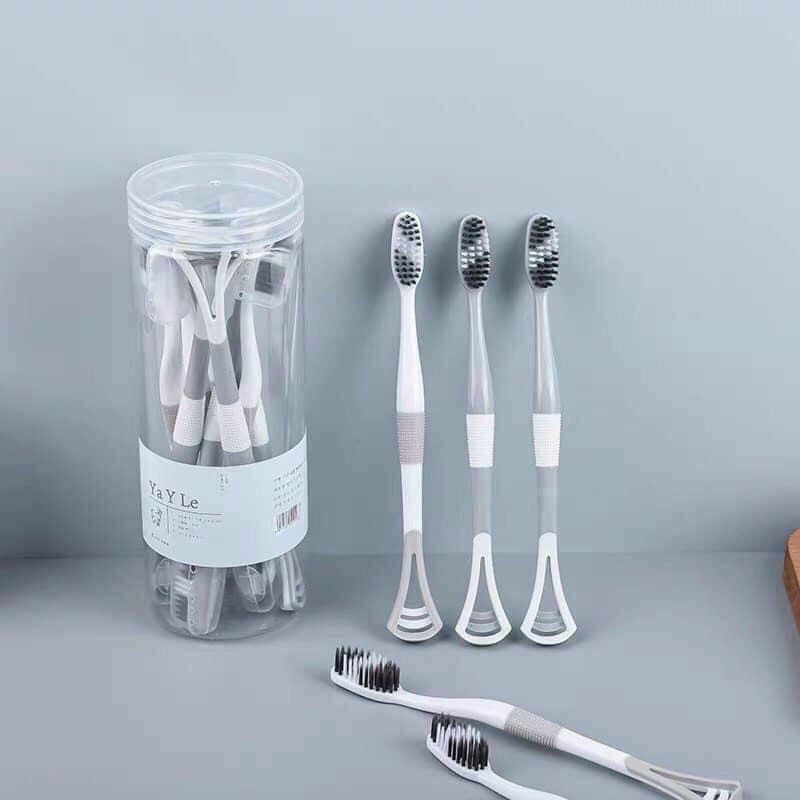 Set 8 Bàn chải đánh răng 2 ĐẦU giúp sạch răng, cạo lưỡi