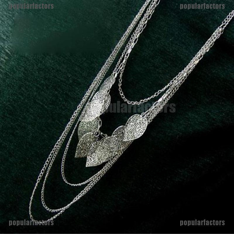 Dây Chuyền Nhiều Lớp Hình Chiếc Lá Phong Cách retro Thời Trang