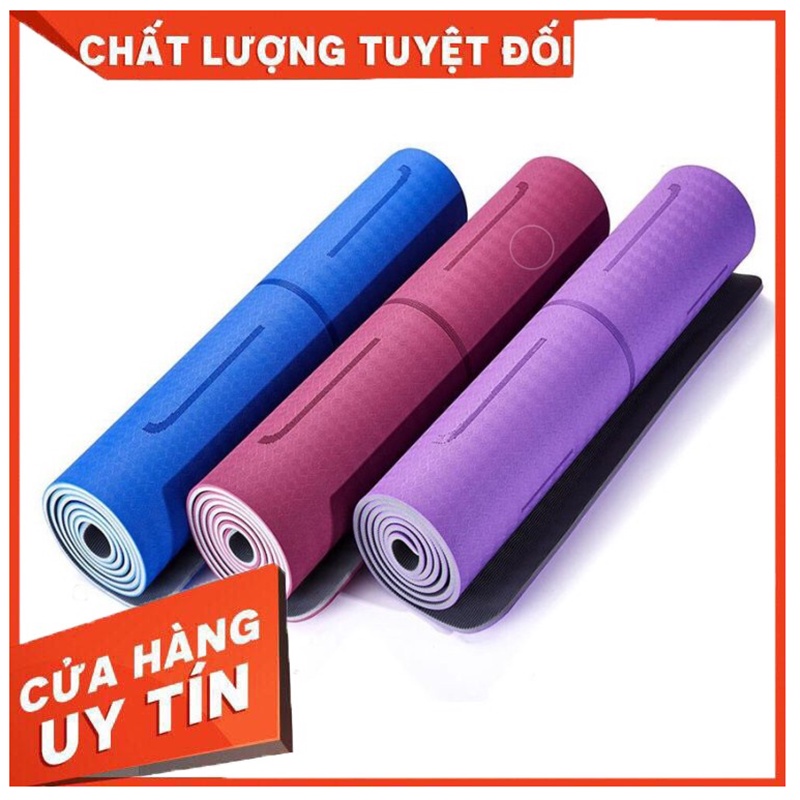 Thảm Tập Yoga Gym Định Tuyến 2 Lớp Cao Cấp An Toàn Sức Khỏe Thảm Yoga Gym Chất Liệu TPE Xốp Mềm Chống Trượt TẶNG KÈM Túi