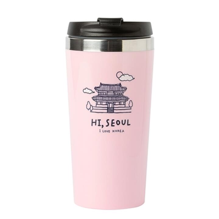 Bình Nước Giữ Nhiệt ARTBOX Hàn Quốc In Biểu Tượng Seoul Màu Hồng