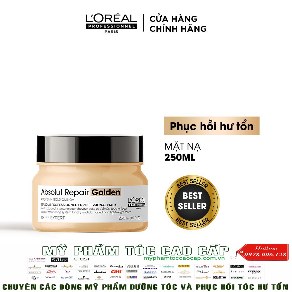 [L'oreal_New 2021] Mặt nạ nhũ vàng phục hồi hư tổn toàn diện l'oreal Absolut Repair Golden 250ml