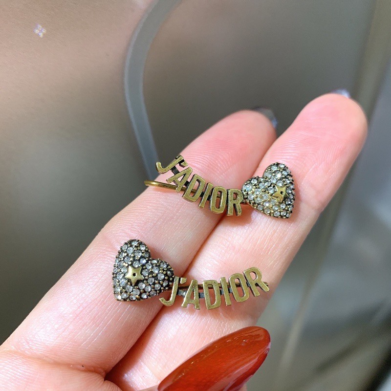 Bông tai hình trái tim đính đá phong cách Retro mới cho khuyên tai kẹp nữ